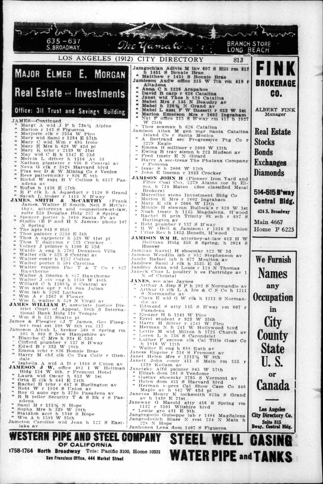 Document image missing. Admin needs to fix. 1912 Los Angeles City Directory. p813 Jangrodovich.jpg