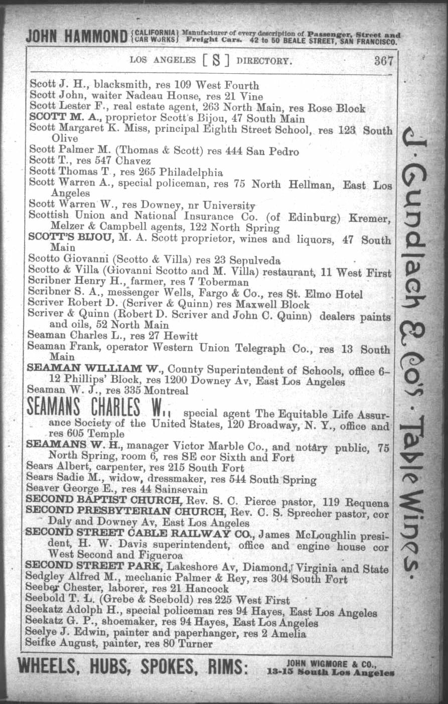 Document image missing. Admin needs to fix. 1887 Los Angeles City Directory. Corran. p367. Scotto.jpg