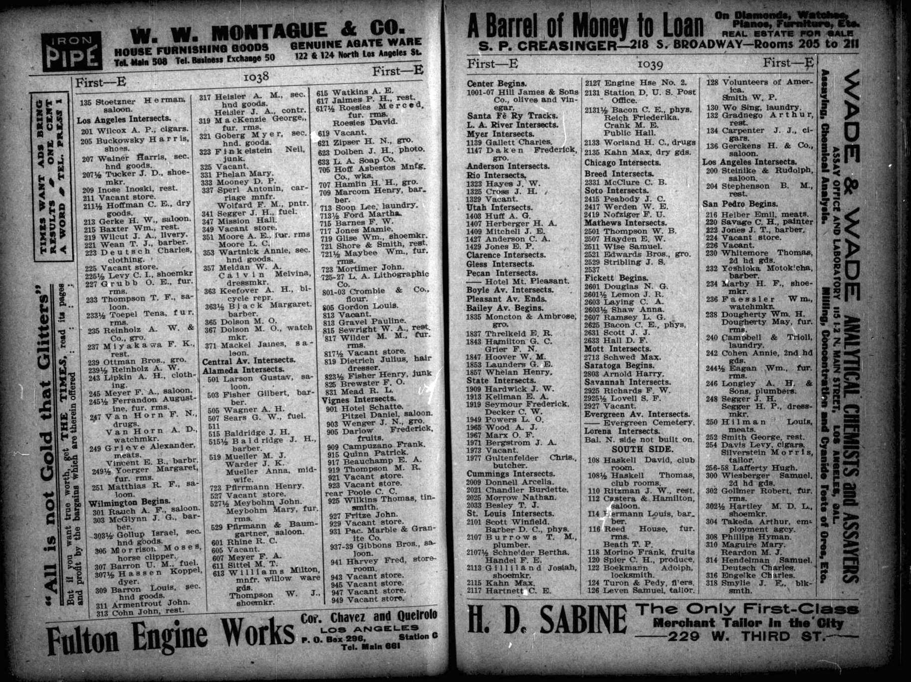 Document image missing. Admin needs to fix. 1901 Los Angeles City Directory. p1038. Street Directory. 1st St East.jpg