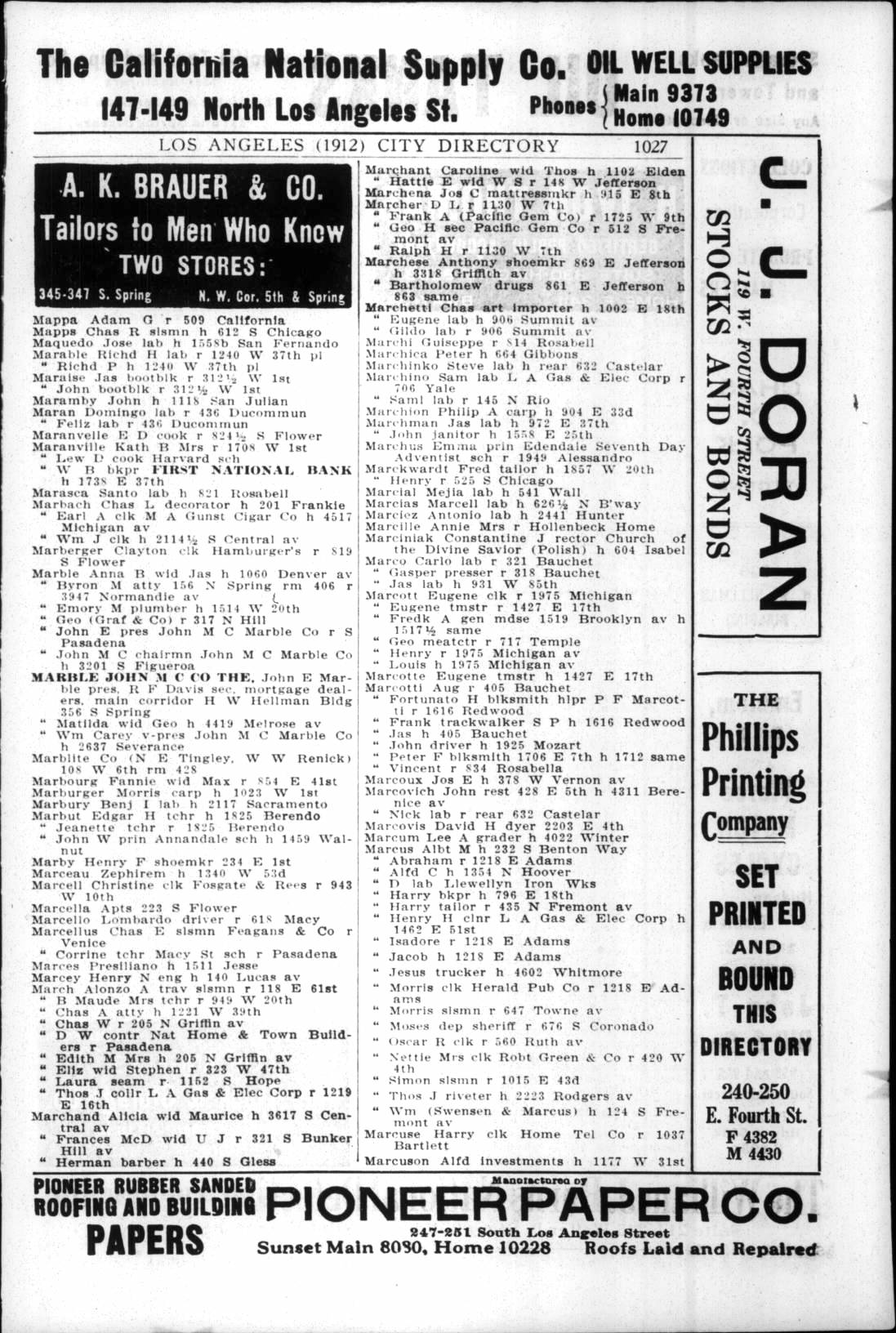 Document image missing. Admin needs to fix. 1912 Los Angeles City Directory. p1037 Marcovich.jpg