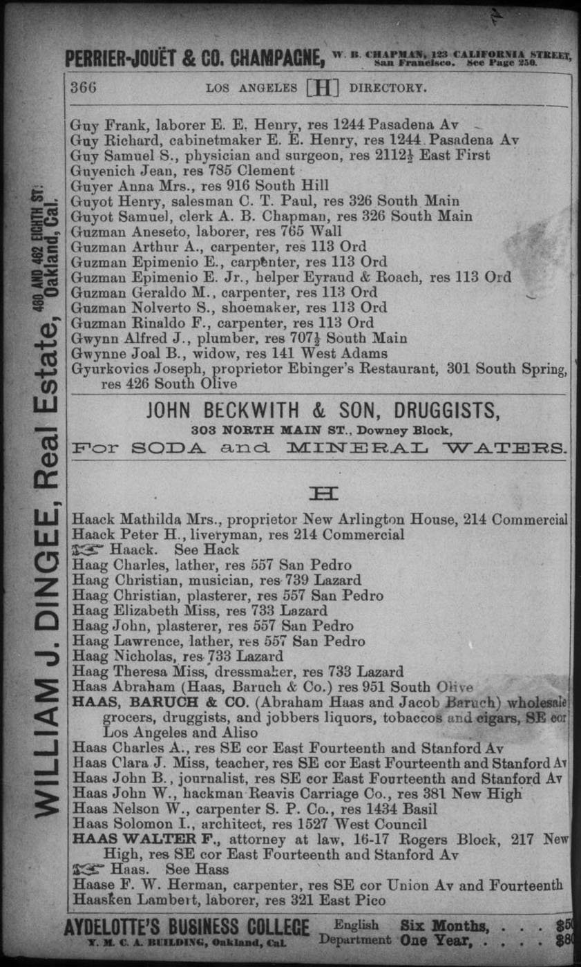 Document image missing. Admin needs to fix. 1893 Los Angeles City Directory p366. Gyurkovics.jpg