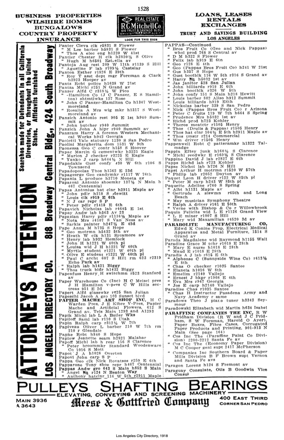 Document image missing. Admin needs to fix. 1918 Los Angeles City Directory. p1528. Panzich.jpeg