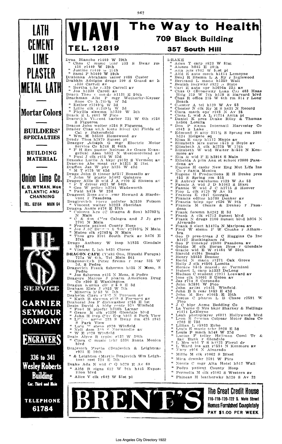 Document image missing. Admin needs to fix. 1922 Los Angeles City Directory. p962. Drajevich.jpg