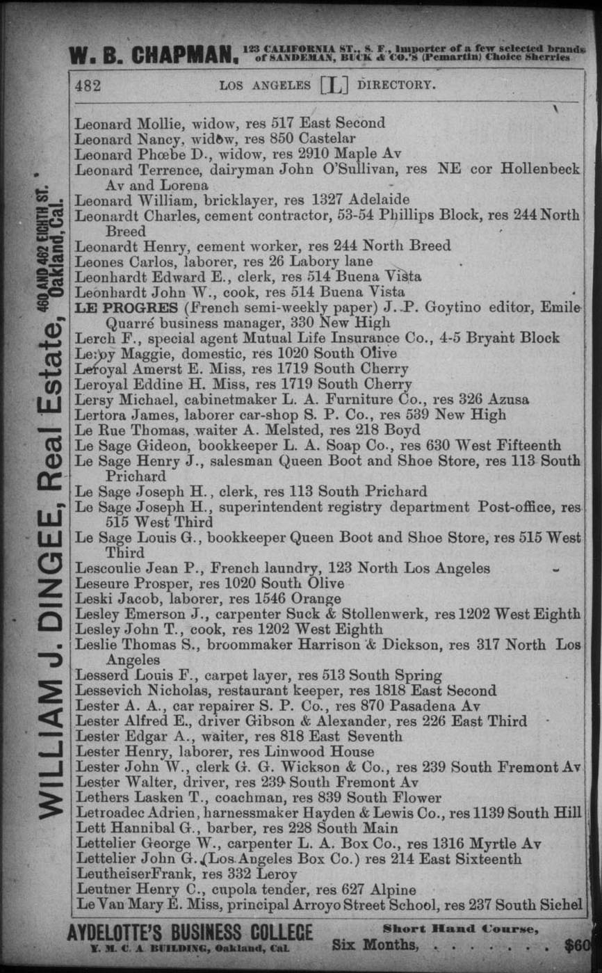 Document image missing. Admin needs to fix. 1893 Los Angeles City Directory p482 Lessevich.jpg