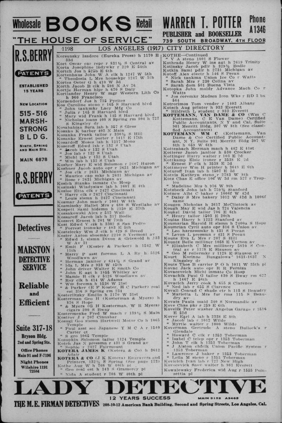 Document image missing. Admin needs to fix. 1917 Los Angeles City Directory. p1198. Kovacich.jpg