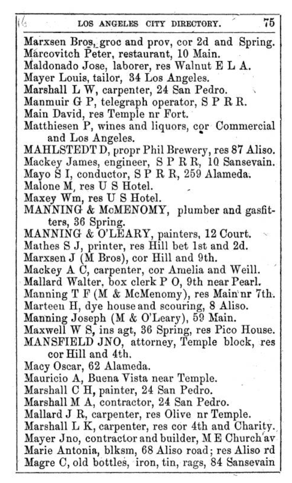 Document image missing. Admin needs to fix. 1878 Los Angeles City Directory. Peter Marcovitch. restaurant 10 N Main.png