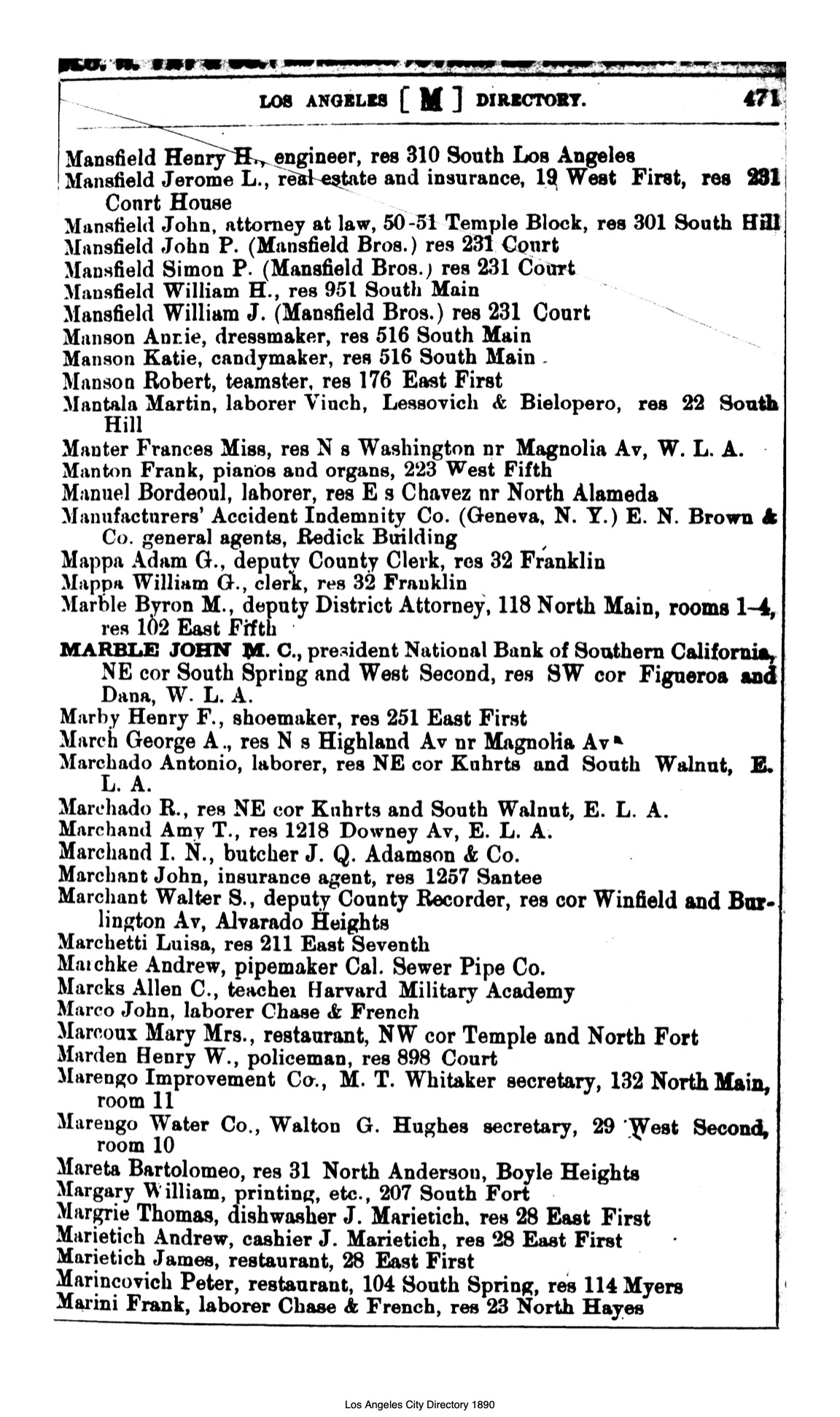 Document image missing. Admin needs to fix. 1890 Los Angeles City Directory-Corran. p471. Marietichs. Marincovich.jpg