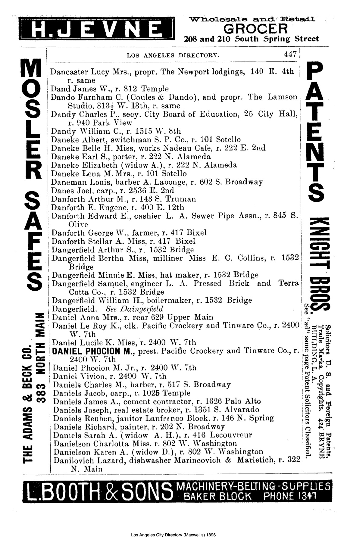 Document image missing. Admin needs to fix. 1896 Los Angeles City Directory. p447. Danilovich.jpg