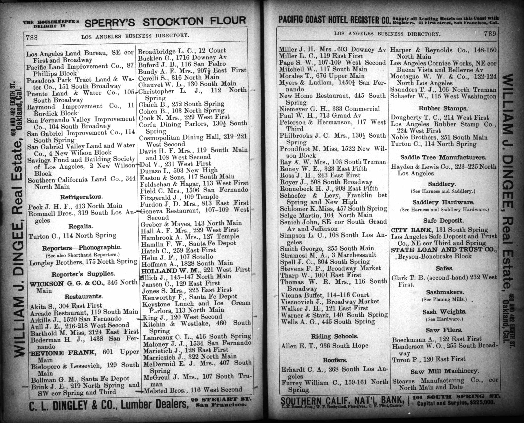 Document image missing. Admin needs to fix. 1891 Los Angeles City Directory (WHL Corran. 4th Edition). p788-9. Restaurants.jpg