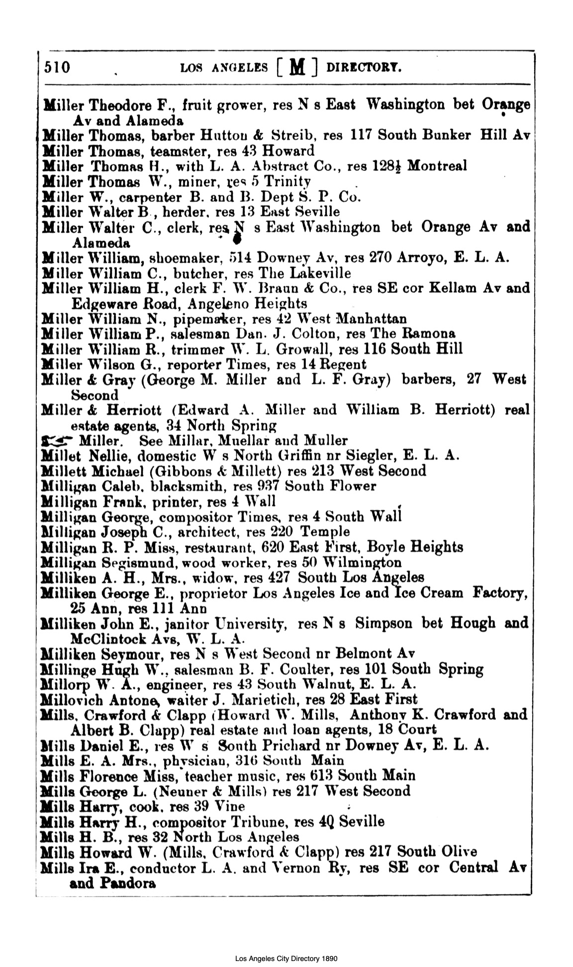 Document image missing. Admin needs to fix. 1890 Los Angeles City Directory-Corran. p510. Millovich.jpg