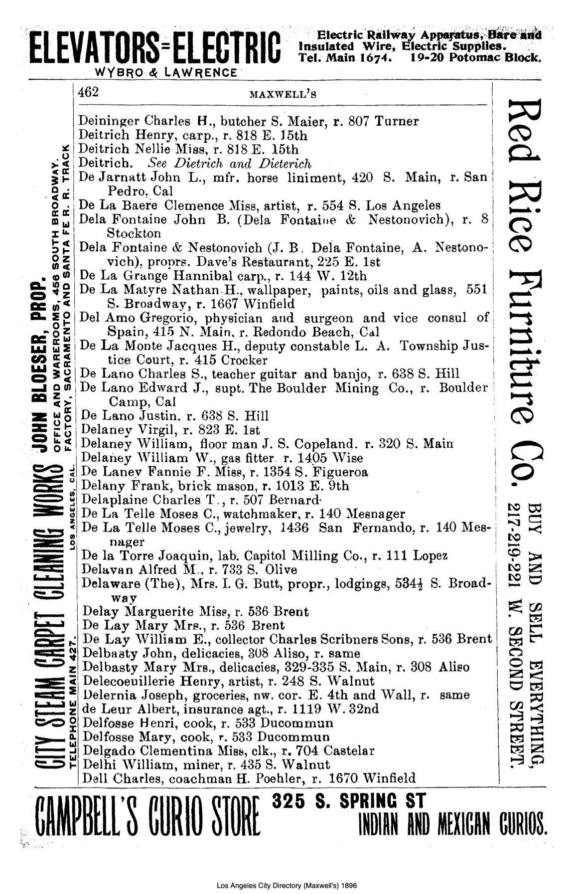 Document image missing. Admin needs to fix. 1896 Los Angeles City Directory. p462. Dela Fontaine.jpg