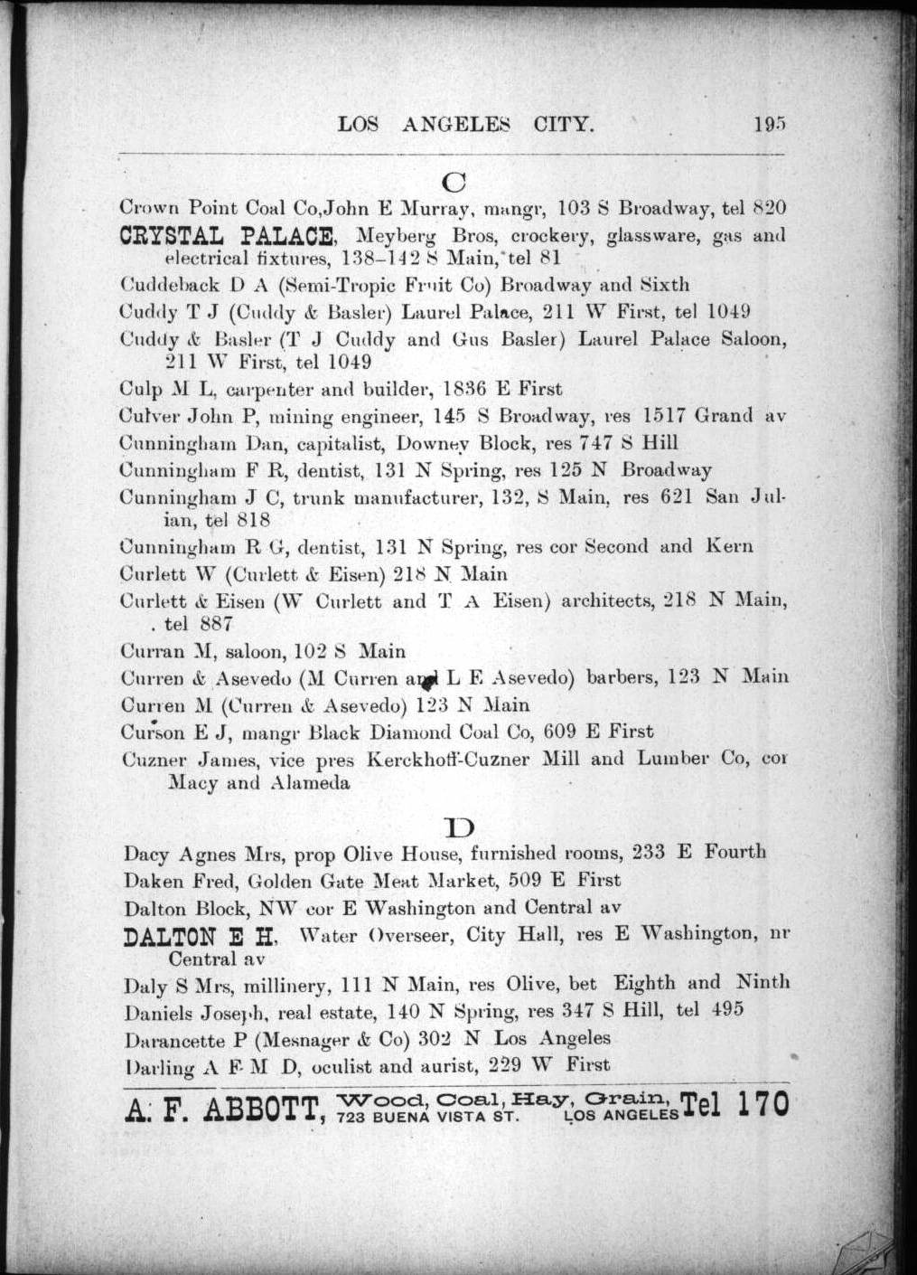 Document image missing. Admin needs to fix. 1891 Los Angeles City Directory (WHL Corran. 4th Edition). p195. Crystal Palace.jpg