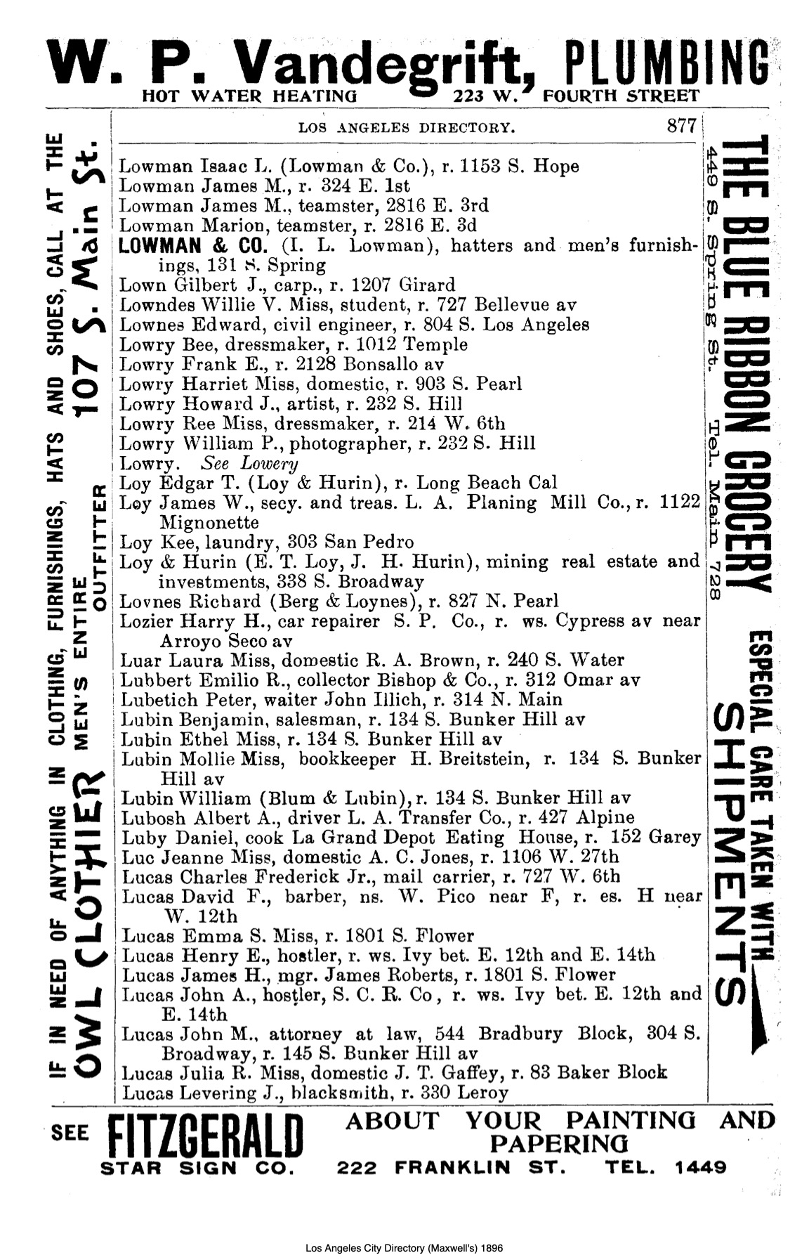 Document image missing. Admin needs to fix. 1896 Los Angeles City Directory. p877. Lubetich.jpg