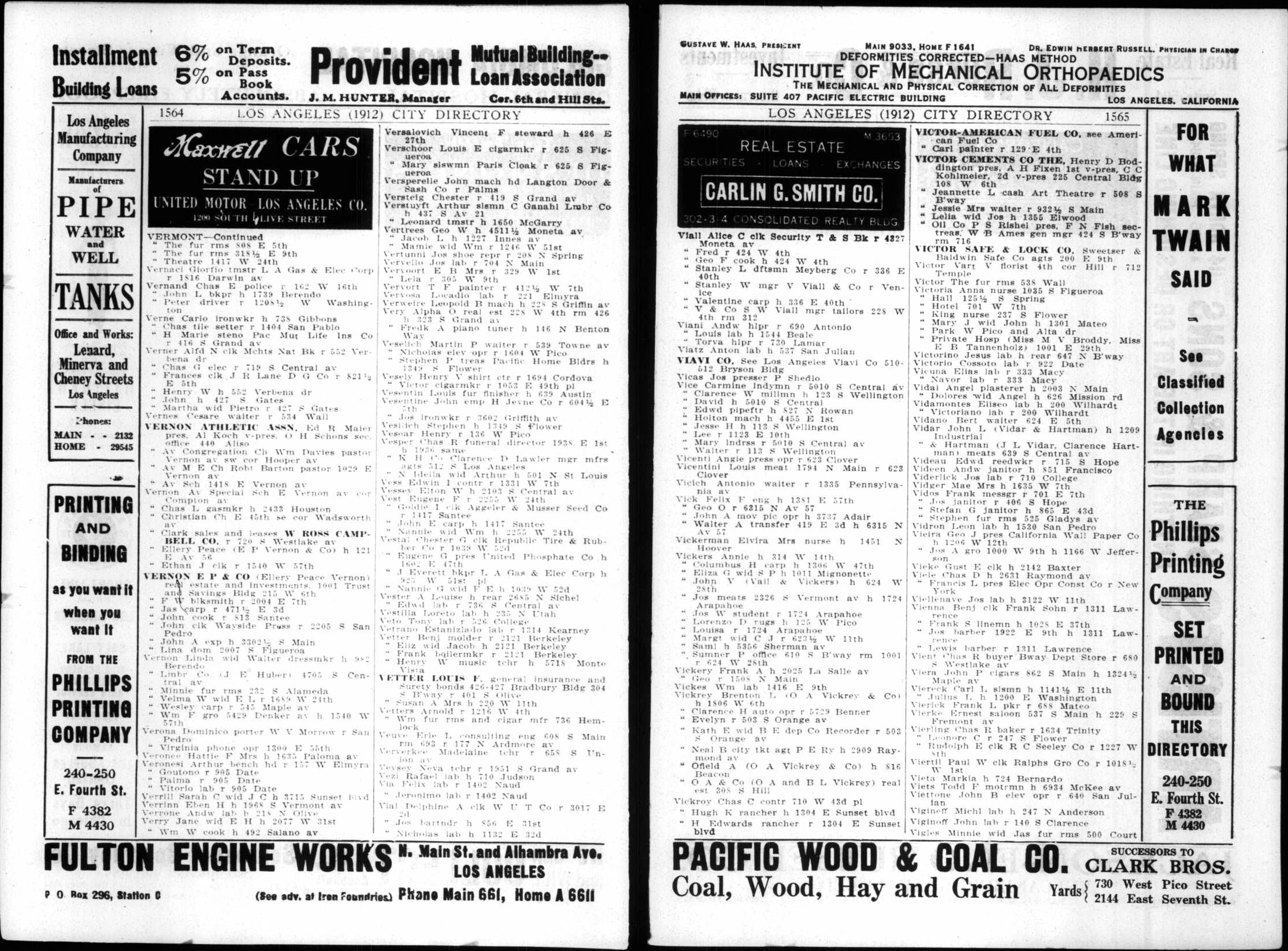 Document image missing. Admin needs to fix. 1912 Los Angeles City Directory. p1564 Veselich. Vicich.jpg