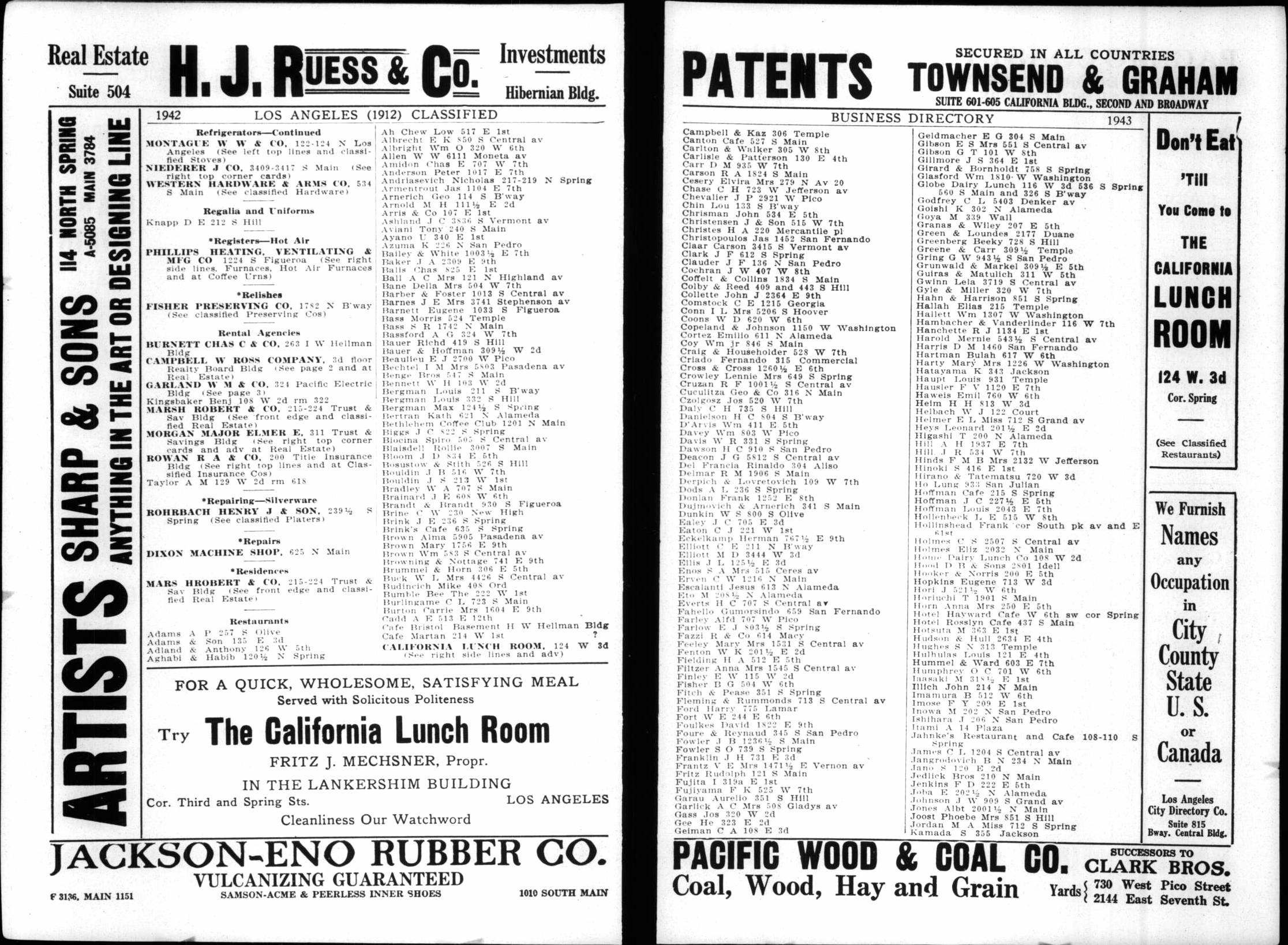 Document image missing. Admin needs to fix. 1912 Los Angeles City Directory. p1942-3 Restaurants.jpg