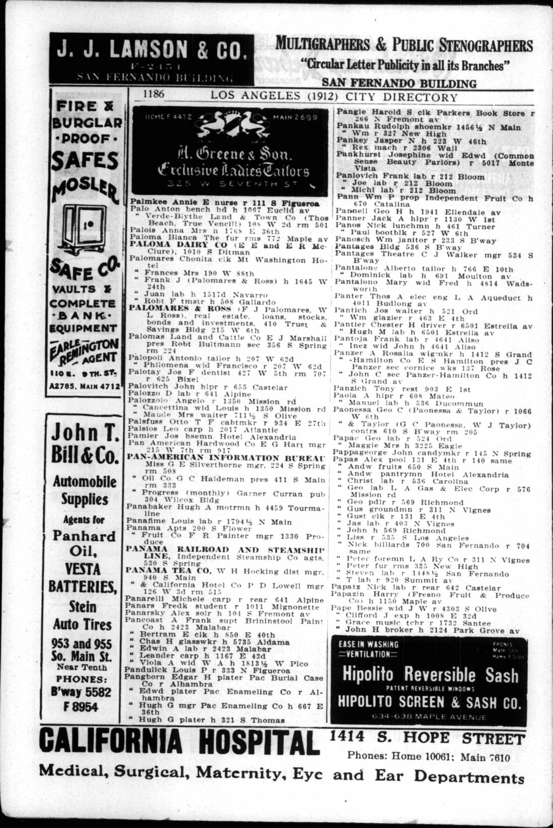 Document image missing. Admin needs to fix. 1912 Los Angeles City Directory. p1186 Panzich.jpg