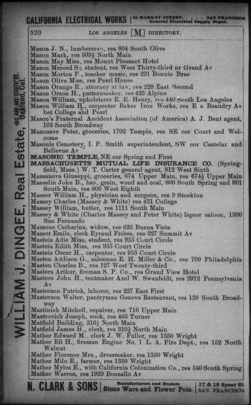 Document image missing. Admin needs to fix. 1893 Los Angeles City Directory p520. Mastrovich.jpg