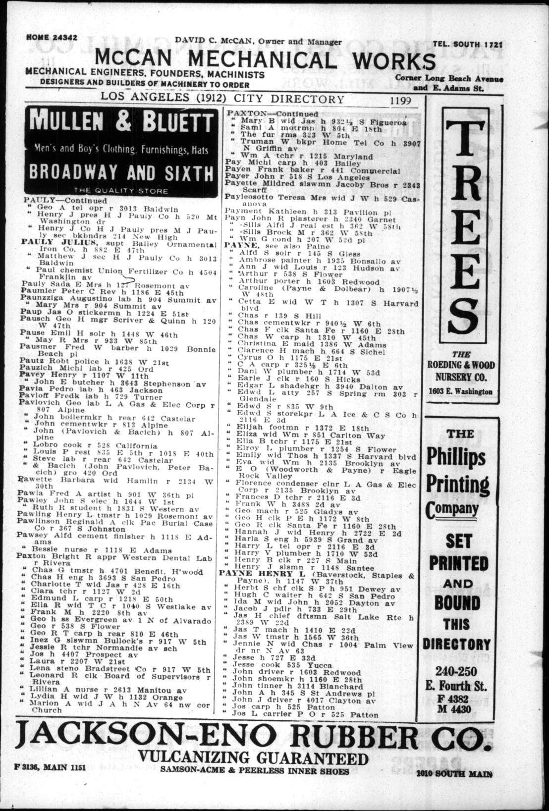 Document image missing. Admin needs to fix. 1912 Los Angeles City Directory. p1199 Pavlovich.jpg