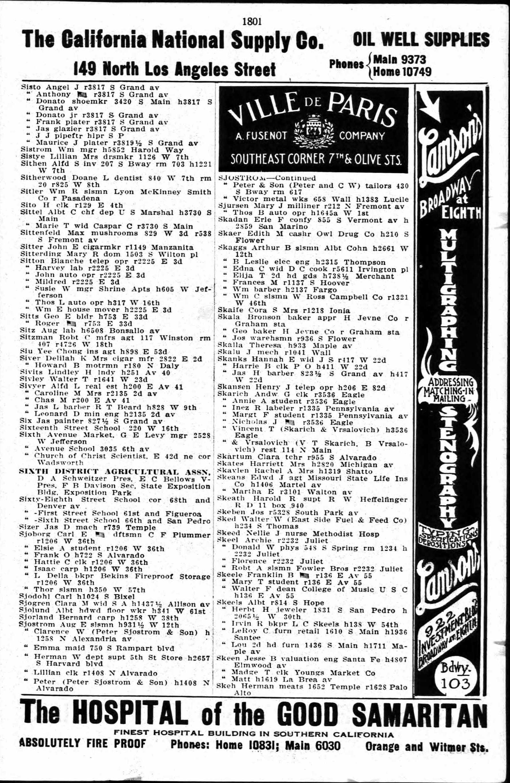 Document image missing. Admin needs to fix. 1918 Los Angeles City Directory. p1801. Skarich (6) Eagle and Pennsylvania.jpg