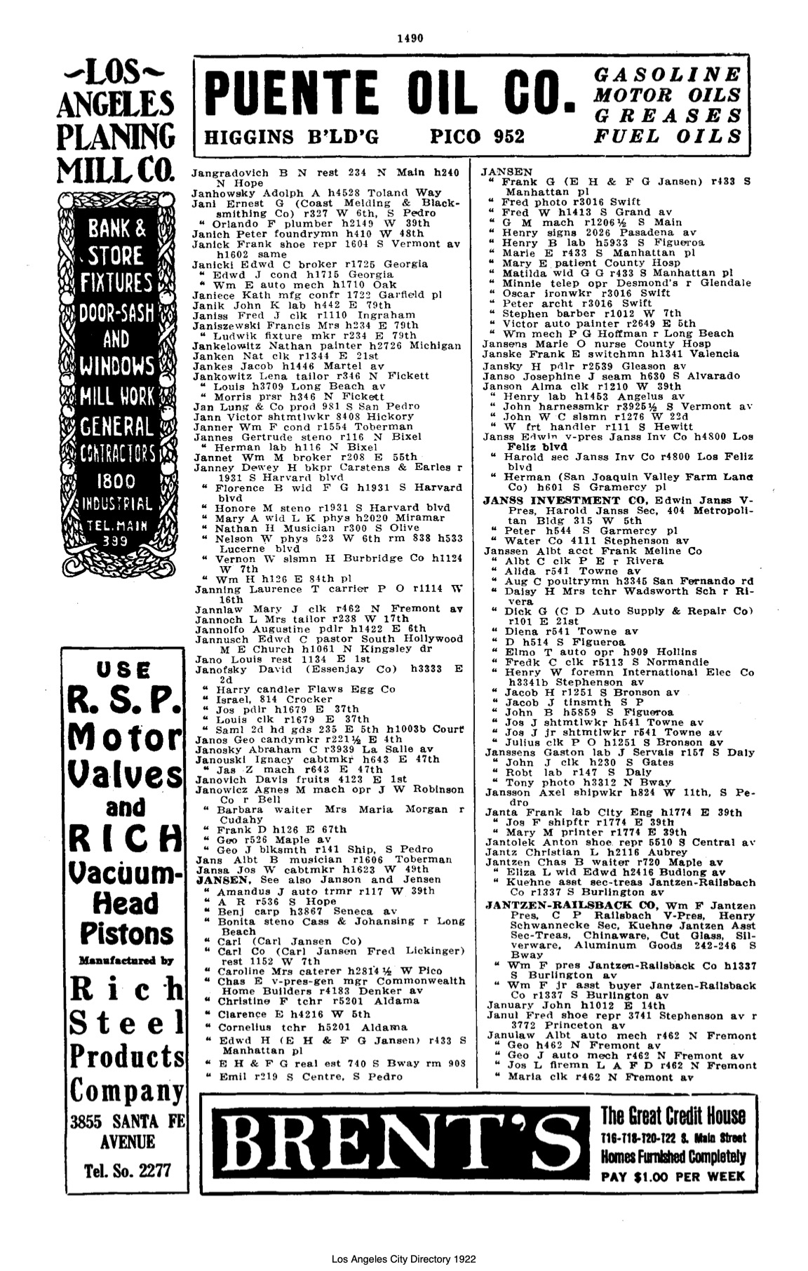 Document image missing. Admin needs to fix. 1922 Los Angeles City Directory. p1490. Jangradovich.jpg