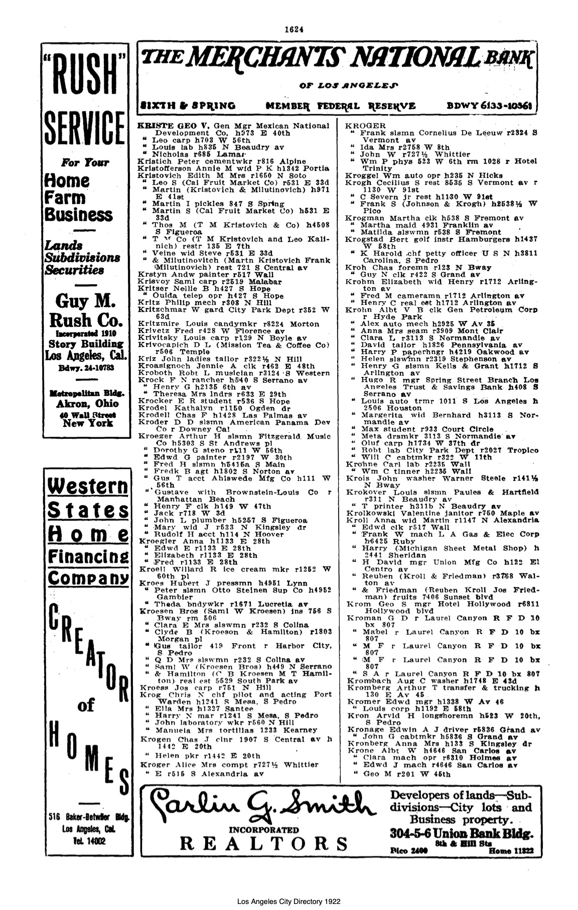 Document image missing. Admin needs to fix. 1922 Los Angeles City Directory. p1624. Kristovich.jpg