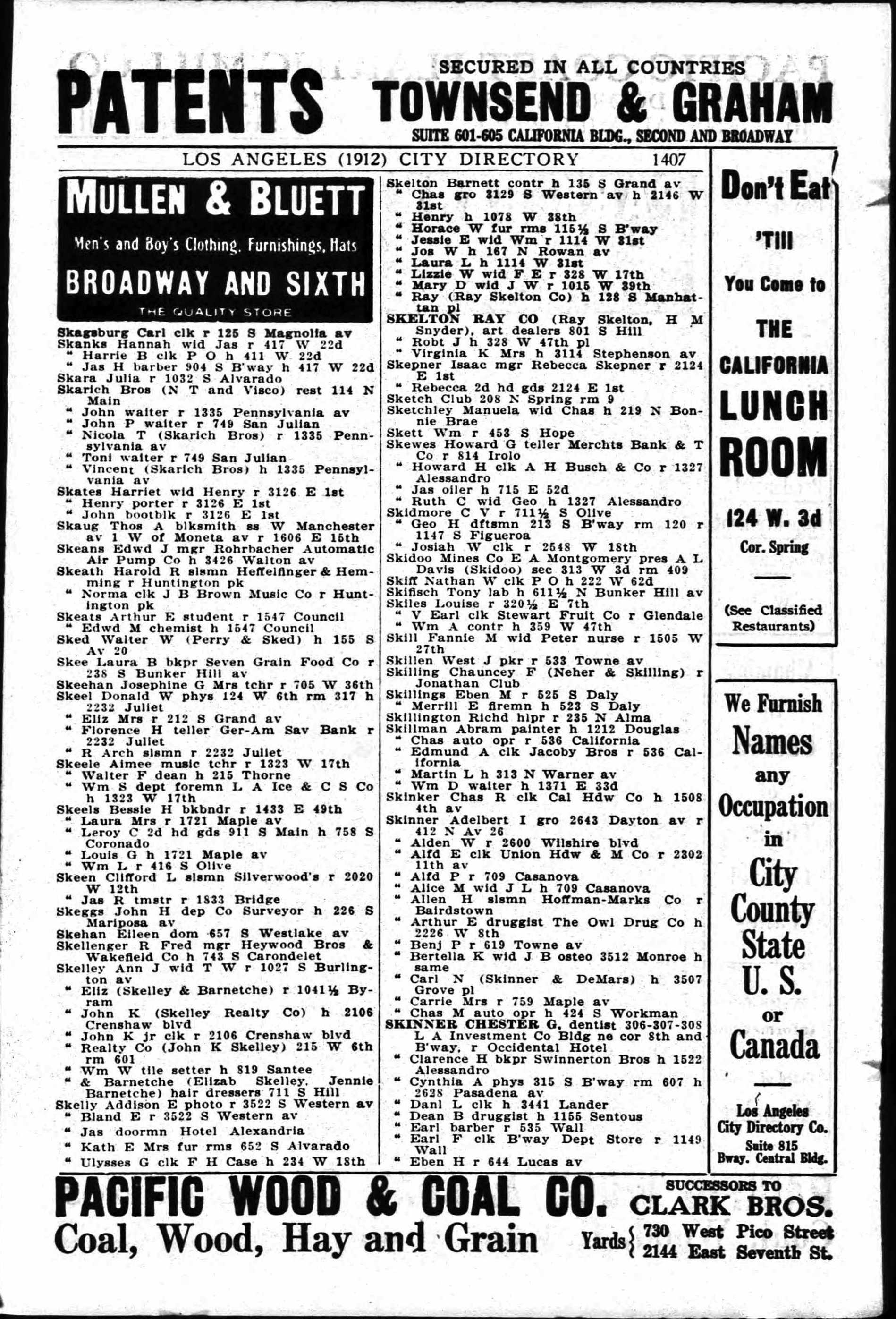 Document image missing. Admin needs to fix. 1912 Los Angeles City Directory. p1406 NT and Visco rest. 114 N Main. 1335 Pennsylvania Av. John, Nichola T. John P and Toni waiter 749 Julian.jpg