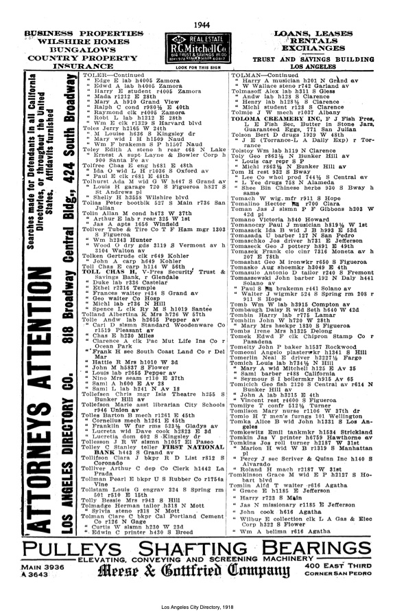 Document image missing. Admin needs to fix. 1918 Los Angeles City Directory. p1944. Tomicich.jpeg