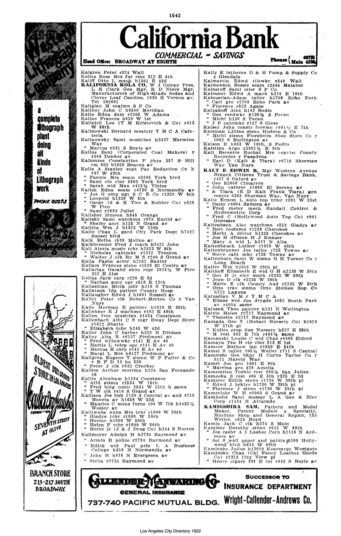 Document image missing. Admin needs to fix. 1922 Los Angeles City Directory. p1542. Kalinich.jpg