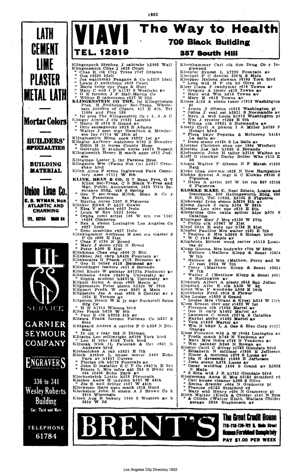 Document image missing. Admin needs to fix. 1922 Los Angeles City Directory. p1602. Kljunak.jpg