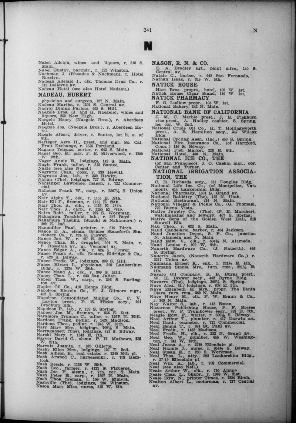 Document image missing. Admin needs to fix. 1900 Los Angeles City Directory (Los Angeles Modern Directory Co). p241. National Restaurant.jpg