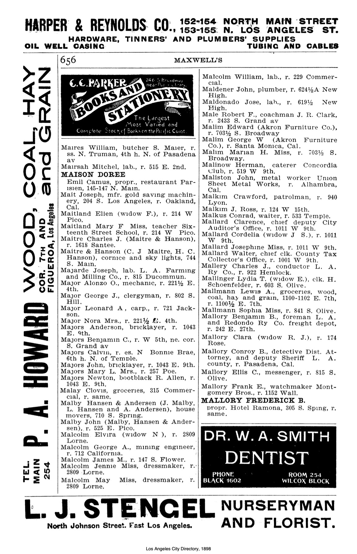 Document image missing. Admin needs to fix. 1898 Los Angeles City Directory. p656. Emil Camus.jpg