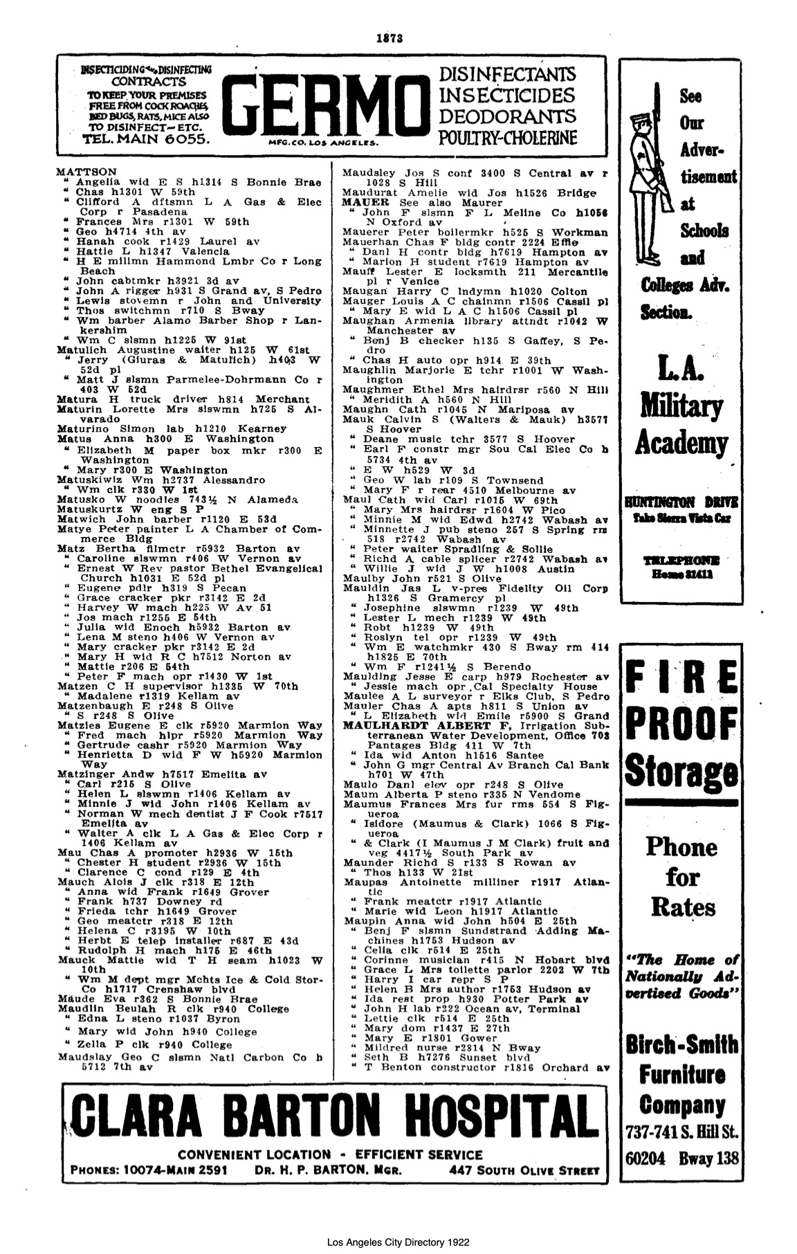 Document image missing. Admin needs to fix. 1922 Los Angeles City Directory. p1873. Matulich.jpg