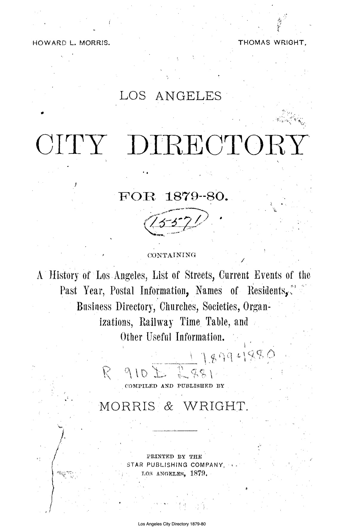 Document image missing. Admin needs to fix. 1879-80 LA City Directory.Morris&Wright. p1. Title Page.jpg