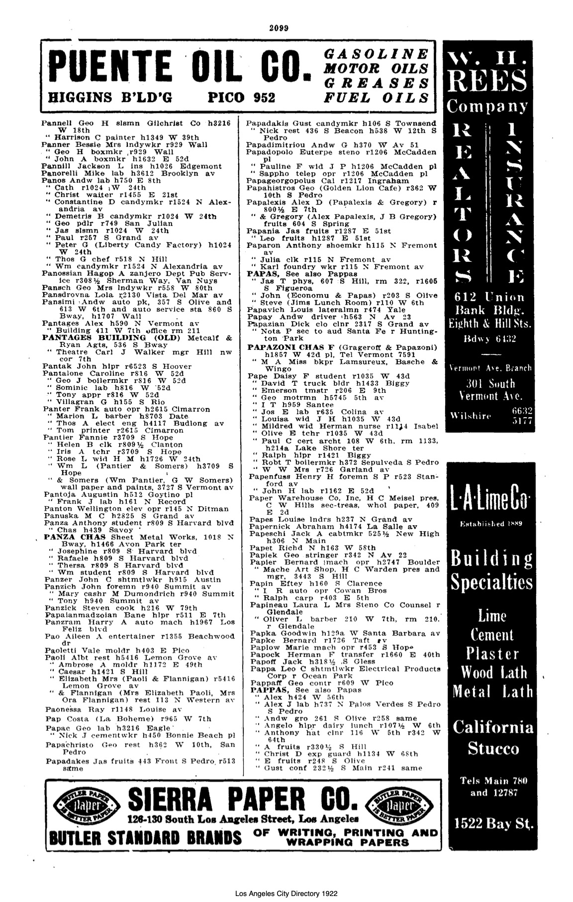 Document image missing. Admin needs to fix. 1922 Los Angeles City Directory. p2099. Panzich. cook cashier.jpg