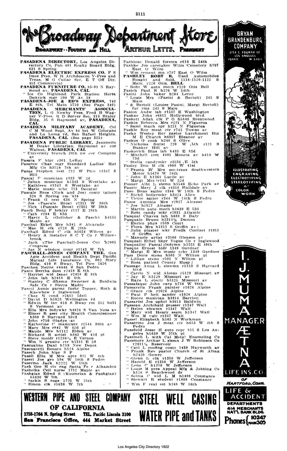 Document image missing. Admin needs to fix. 1922 Los Angeles City Directory. p2111. Paskovich.jpg