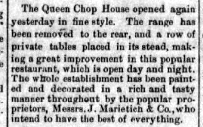 Document image missing. Admin needs to fix. 1883 Sept 14. Marietich. Queen Chop House. Snippet.png