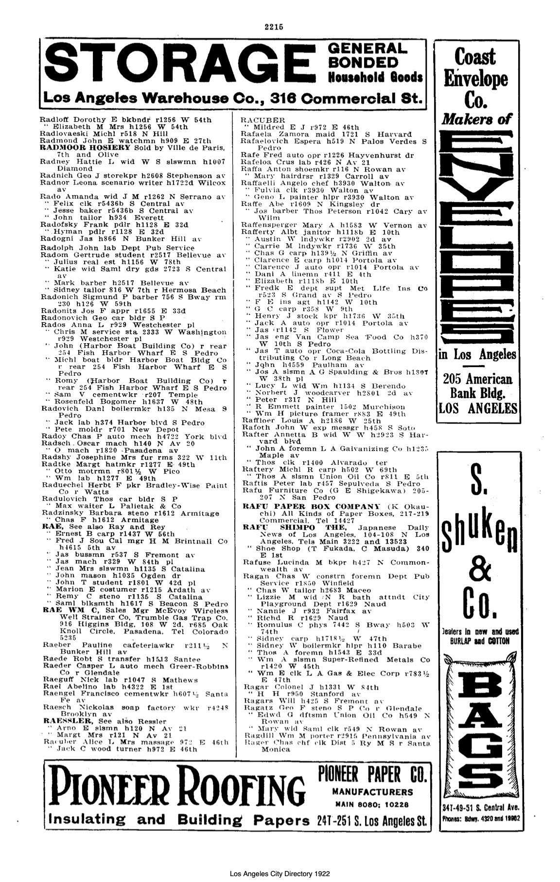 Document image missing. Admin needs to fix. 1922 Los Angeles City Directory. p2215. Radulovich.jpg