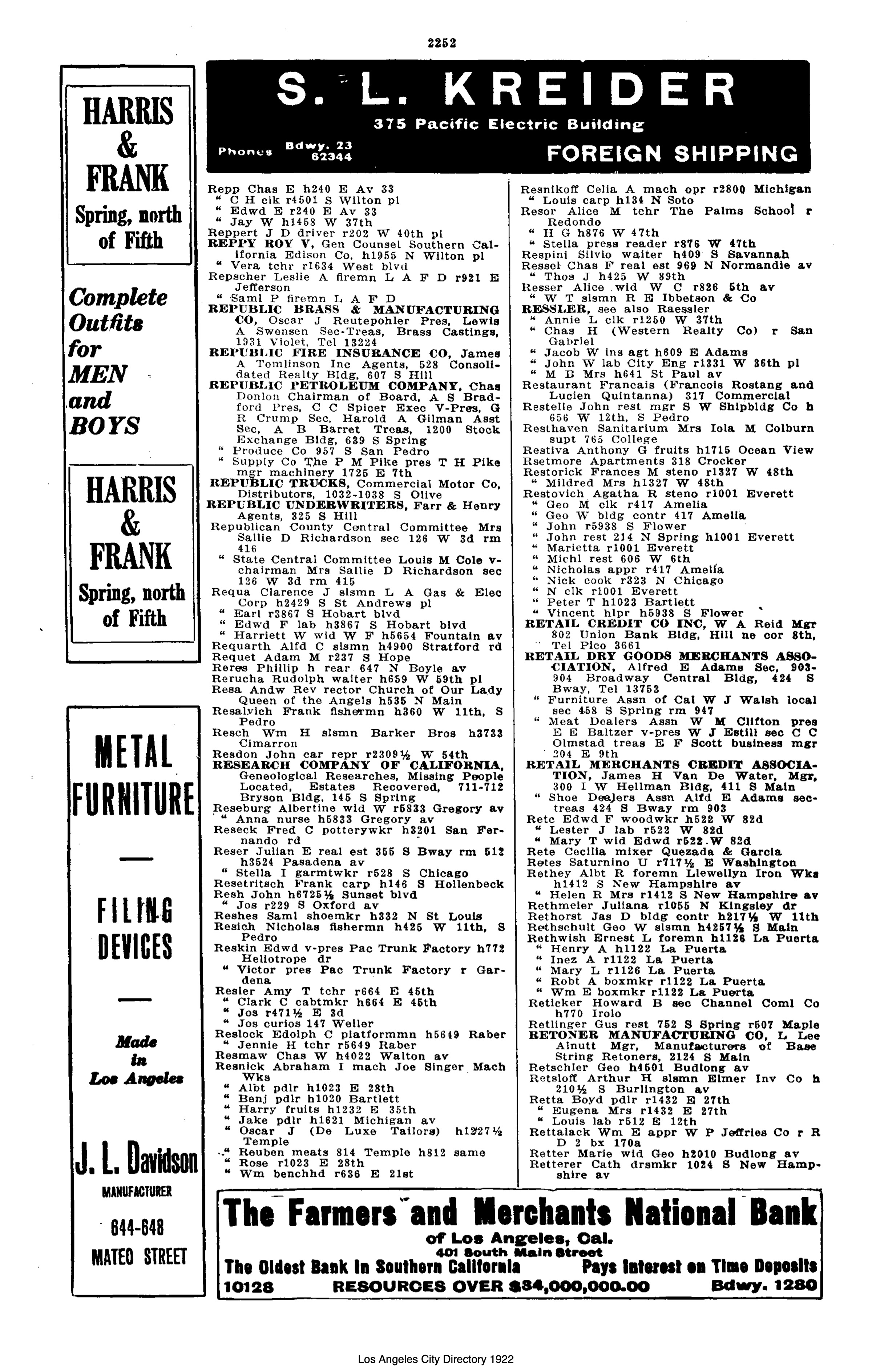 Document image missing. Admin needs to fix. 1922 Los Angeles City Directory. p2252. Restovich.jpg