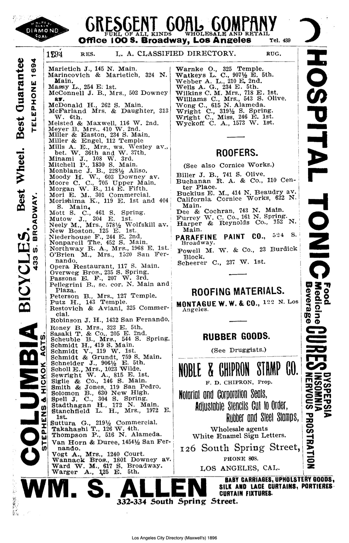 Document image missing. Admin needs to fix. 1896 Los Angeles City Directory. p1594. Restaurants.jpg