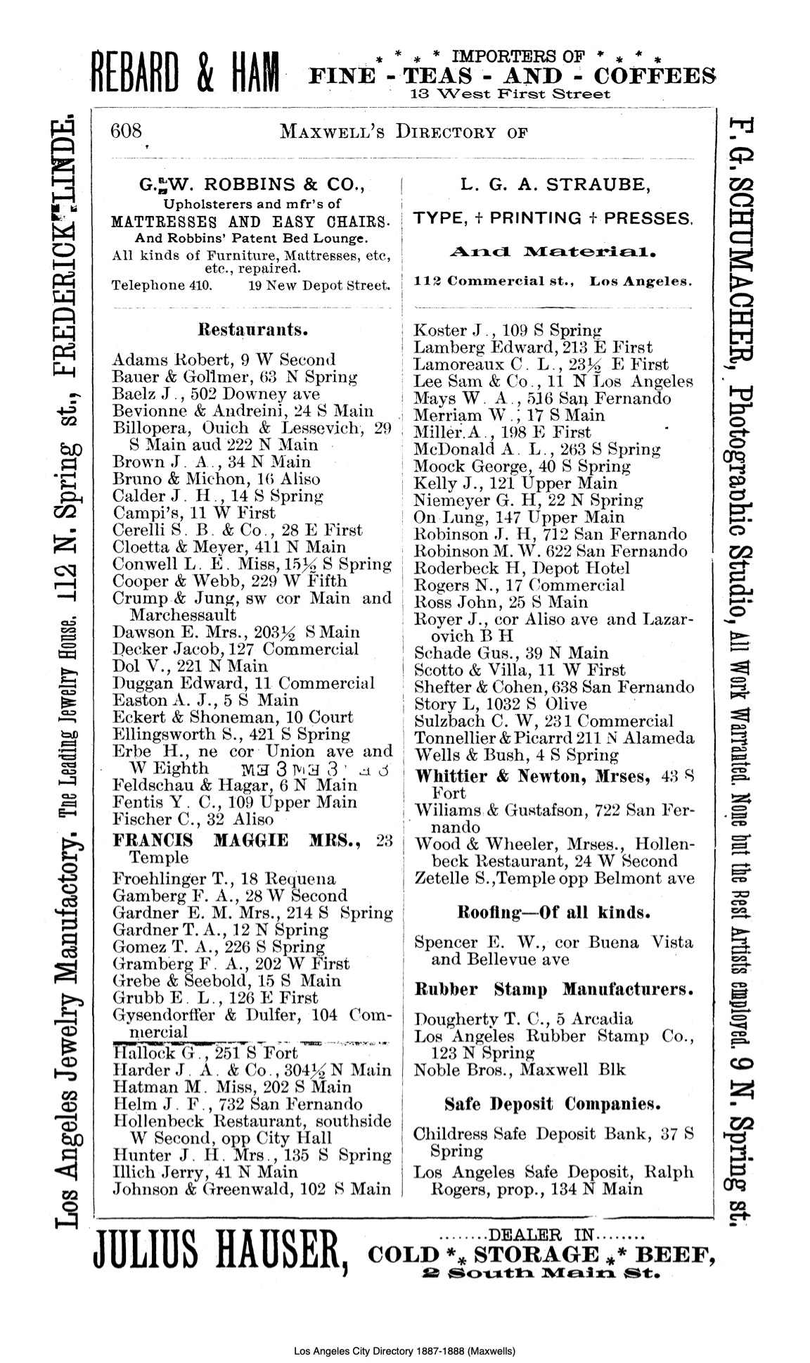 Document image missing. Admin needs to fix. 1887-8 Los Angeles City and County Guide. Maxwell's. p608. Restaurants.jpg