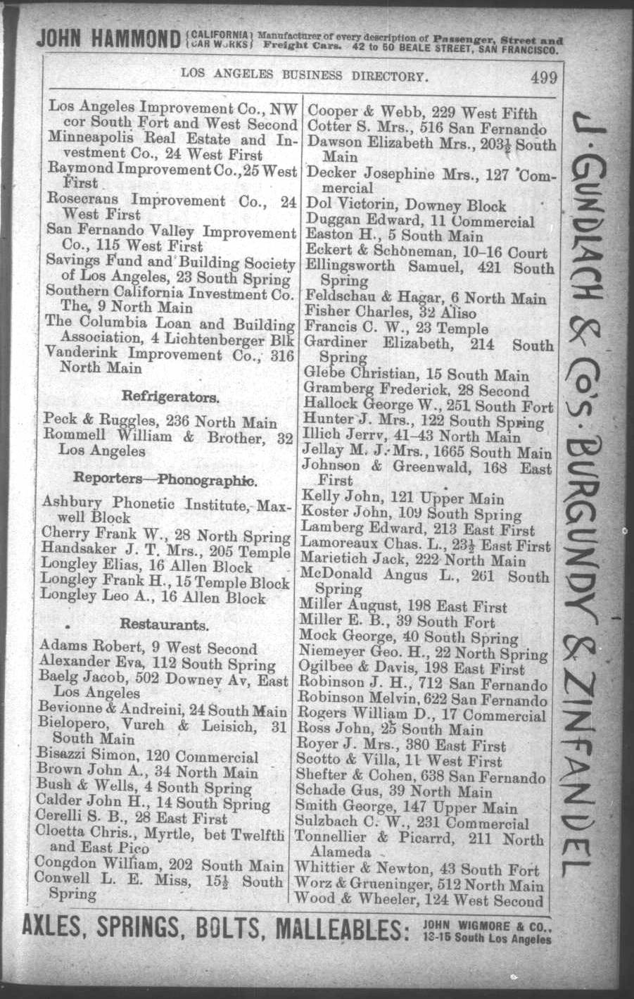 Document image missing. Admin needs to fix. 1887 Los Angeles City Directory. Corran. p499. Restaurants.jpg