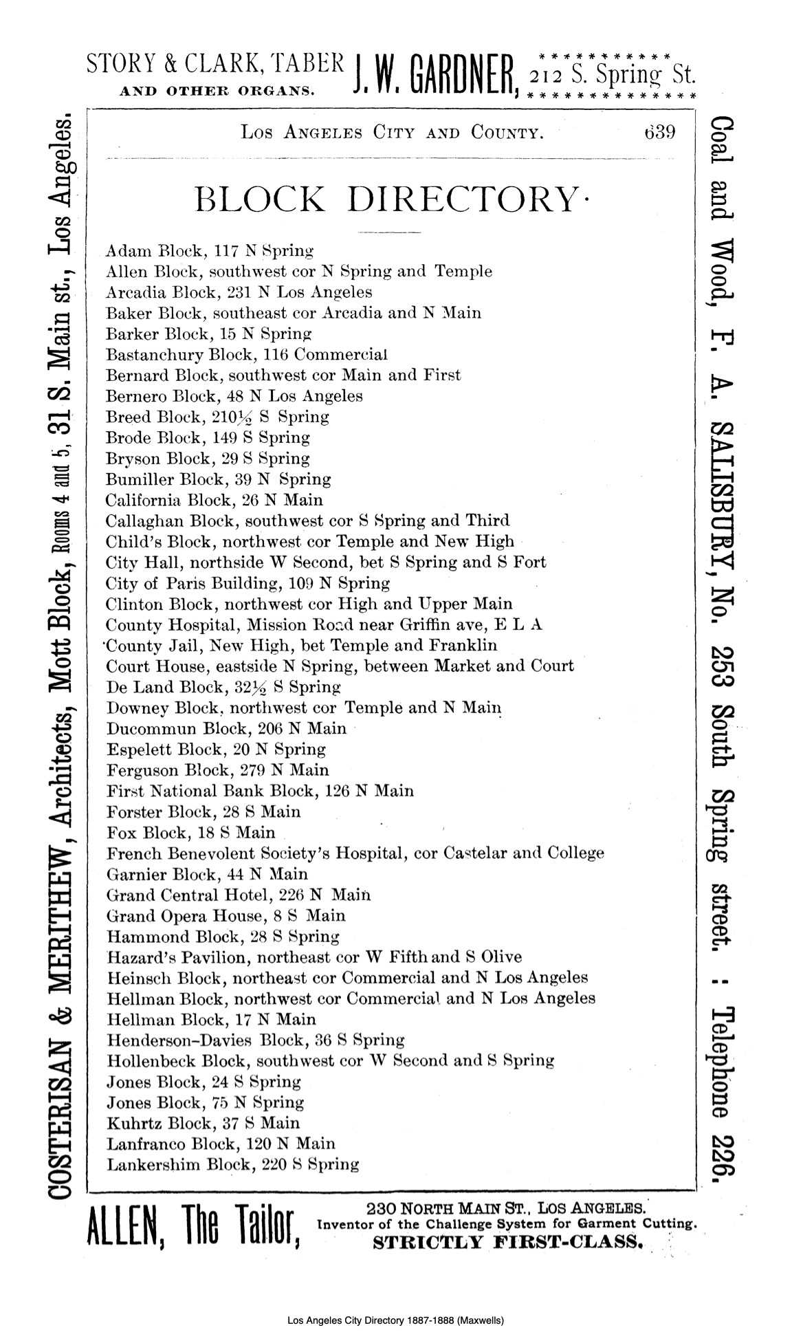 Document image missing. Admin needs to fix. 1887-8 Los Angeles City and County Guide. Maxwell's. p 639. Blocks Ad–La.jpg