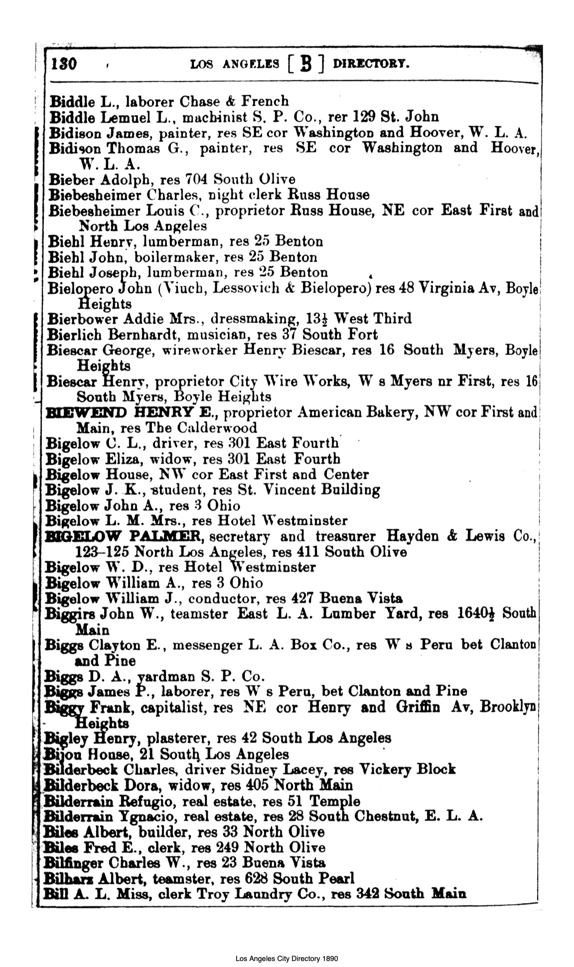 Document image missing. Admin needs to fix. 1890 Los Angeles City Directory-Corran. p130. Bielopero.jpg