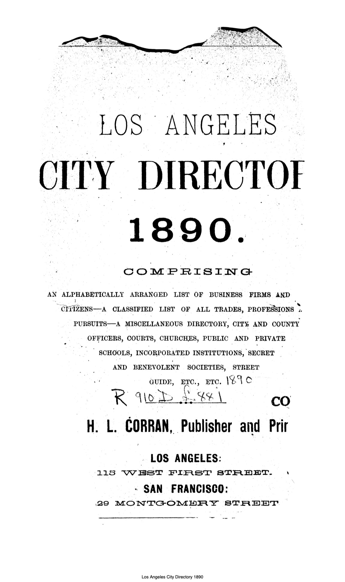 Document image missing. Admin needs to fix. 1890 Los Angeles City Directory-Corran. p5. Title Page.jpg