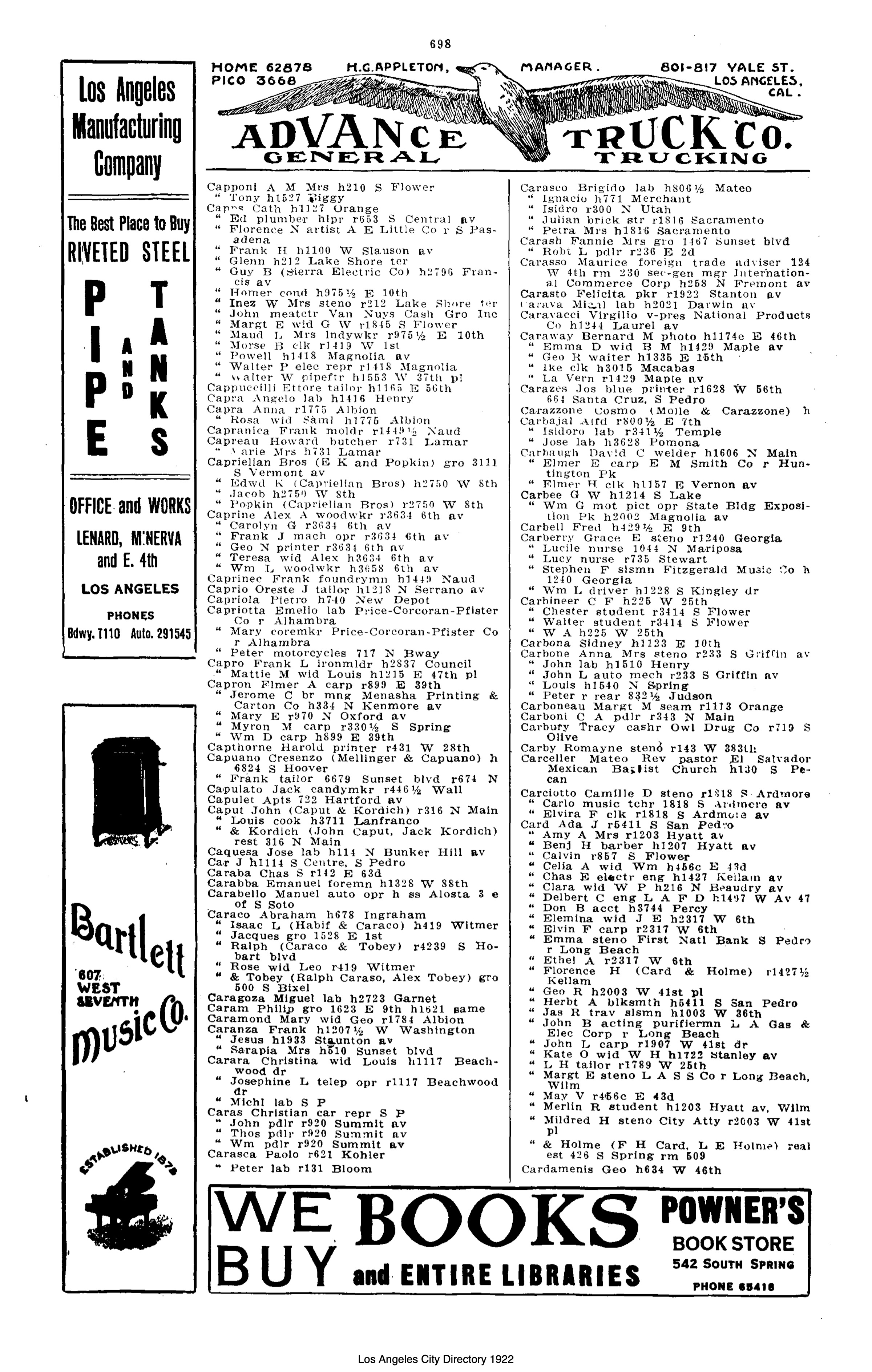 Document image missing. Admin needs to fix. 1922 Los Angeles City Directory. p698. Caput.jpg