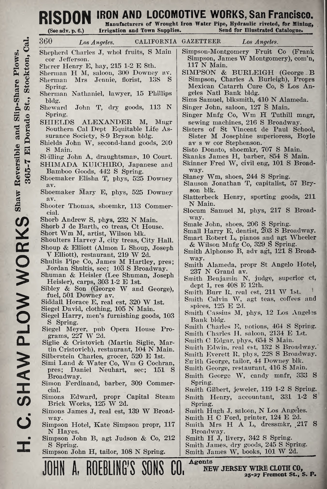 Document image missing. Admin needs to fix. 1893 California Gazetteer and Business Directory p360. Siglie and Cristovich.jpg