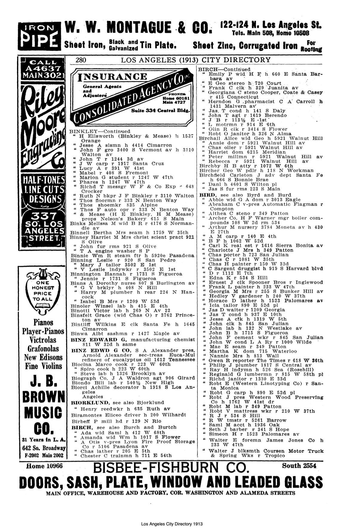 Document image missing. Admin needs to fix. 1913 Los Angeles City Directory. p280. Biocina.jpg