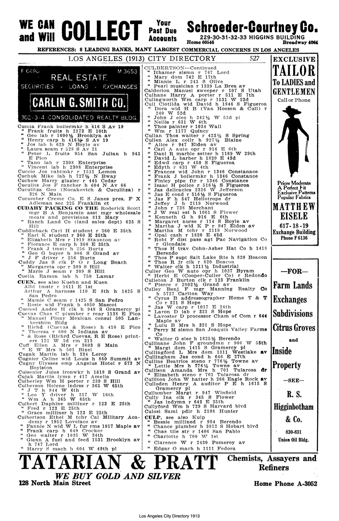 Document image missing. Admin needs to fix. 1913 Los Angeles City Directory. p527. Cuculitza.jpg