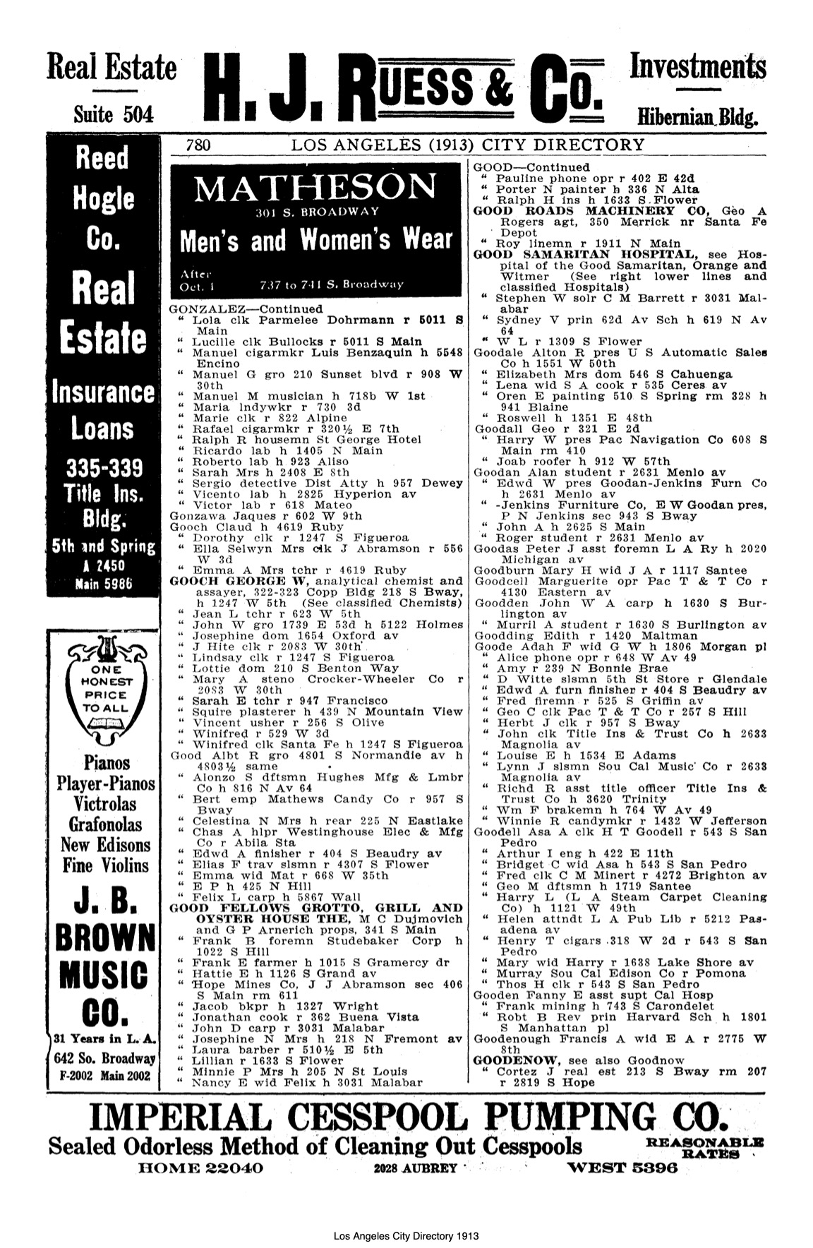 Document image missing. Admin needs to fix. 1913 Los Angeles City Directory. p780. Goodfellows.jpg