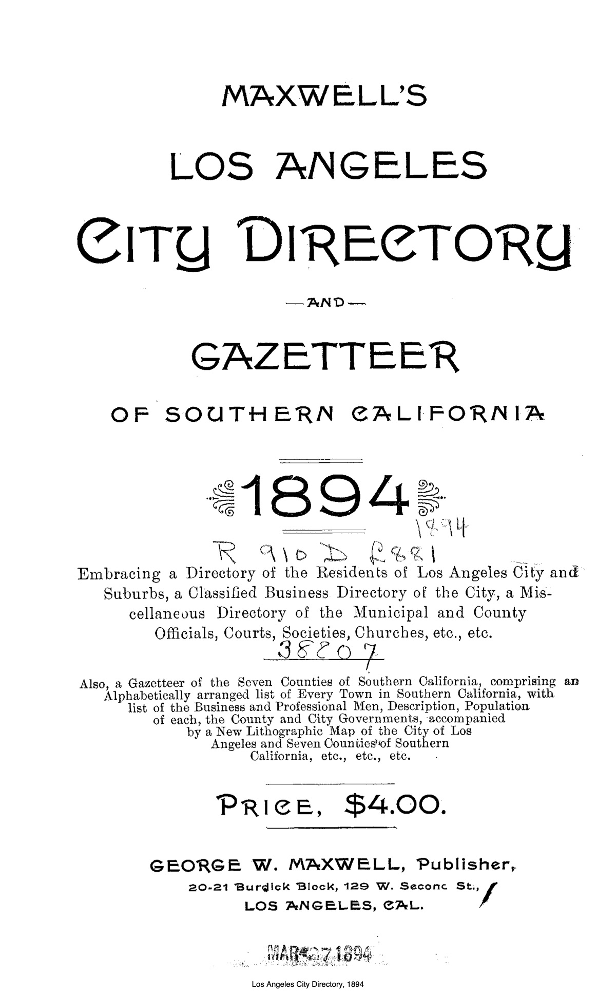 Document image missing. Admin needs to fix. 1894 Los Angeles City Directory-Maxwell.  piii. Title Page.jpg